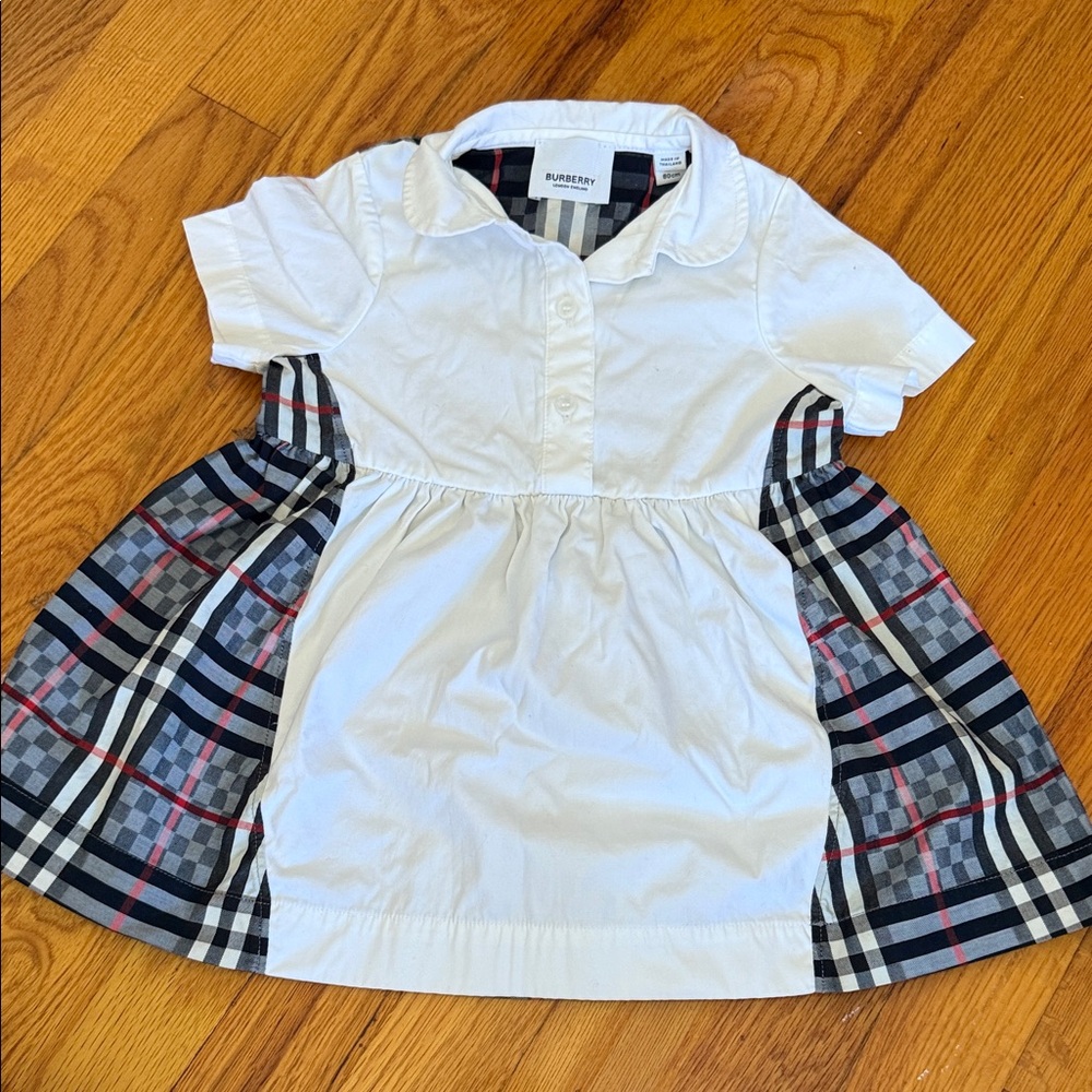 Burberry White and Black Plaid Dress